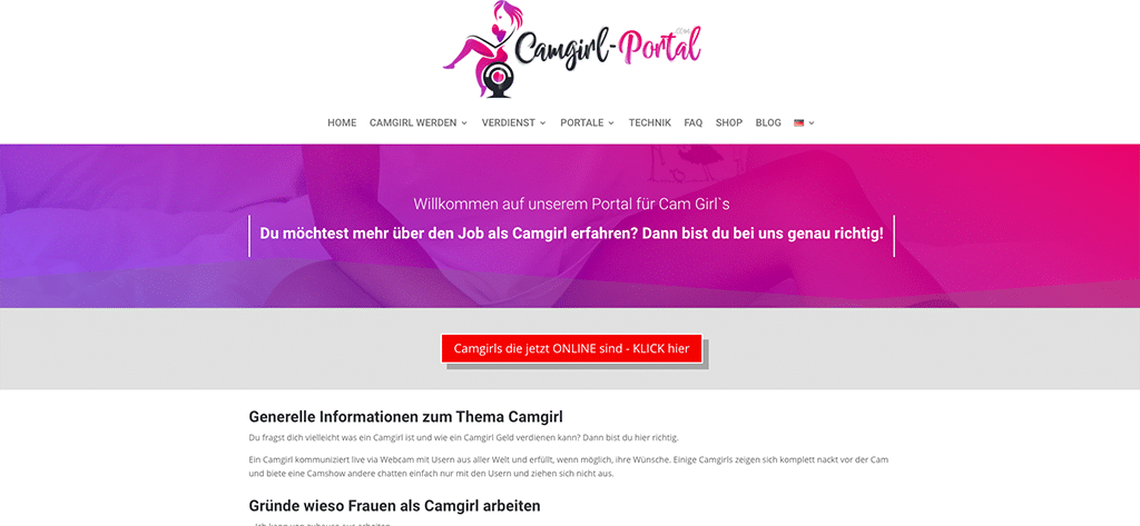 Auf Camgirl-Portal.com findet man alle wichtige Informationen zum Thema Camgirl werden